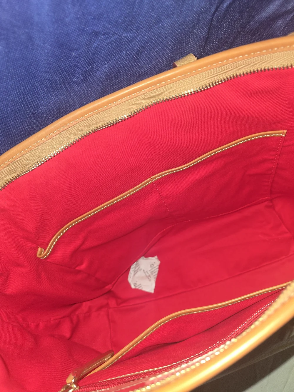 Dooney & Bourke Yellow and White Striped Tote with Tan Trim